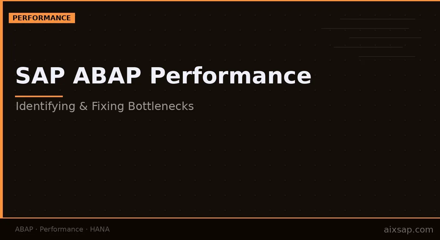 SAP ABAP Performance Optimization: Fixing Bottlenecks